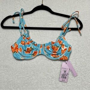 WILD FABLE Womens Blue with Oranges Fruit Print Bikini Top Underwire Size Small